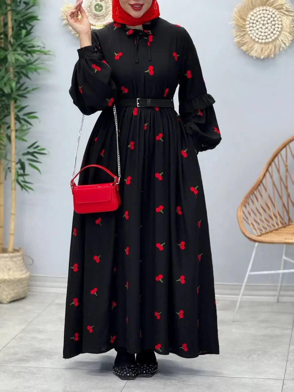 3401-پیراهن مزونی گیلاس